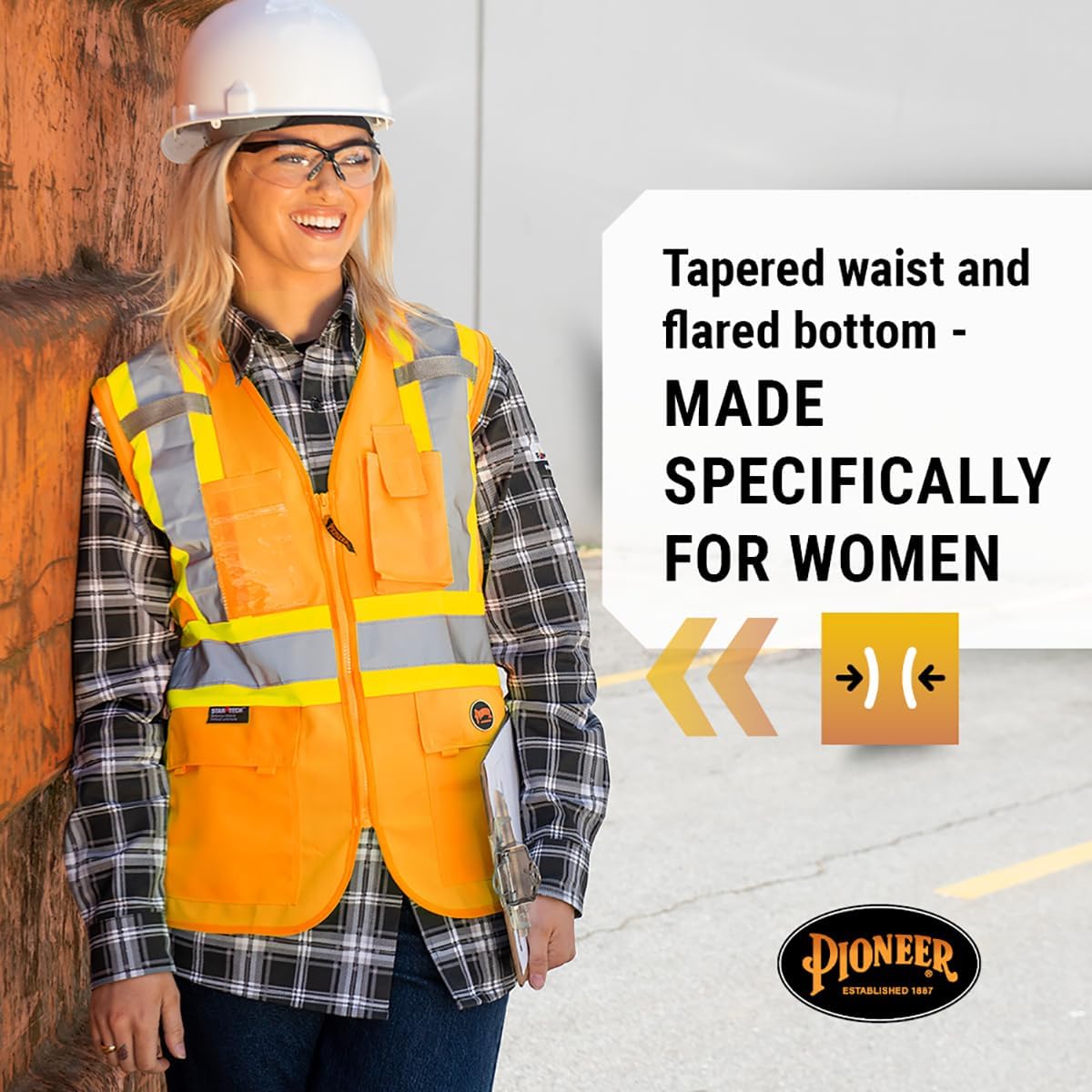 Pioneer Safety Vest for Women With Pockets - Hi-Vis Reflective Tape