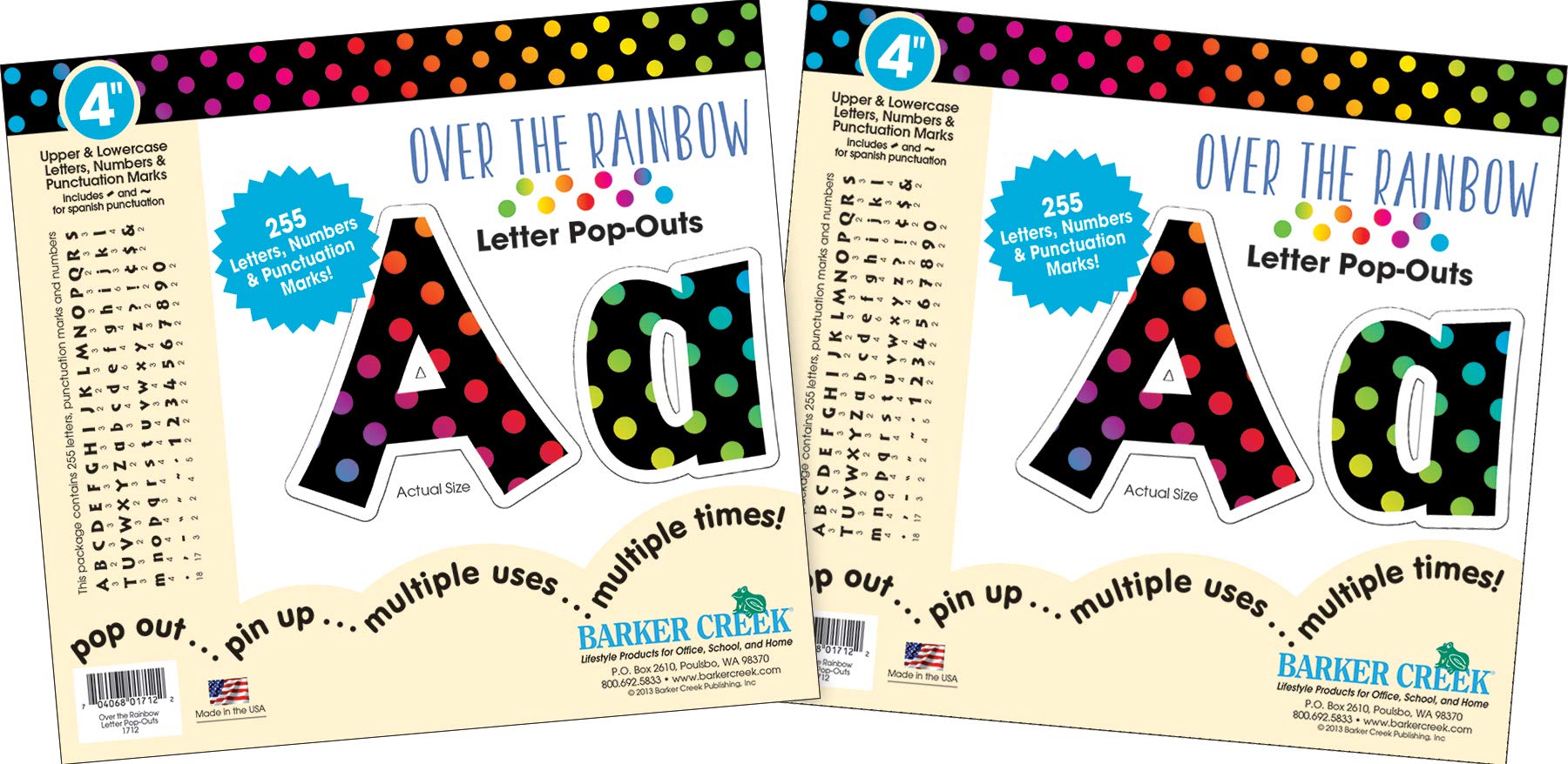 Barker Creek 4" Letter Pop-Outs 2-Pack, Over The Rainbow, Jazz Up Your Bulletin Boards with These Colorful Letters