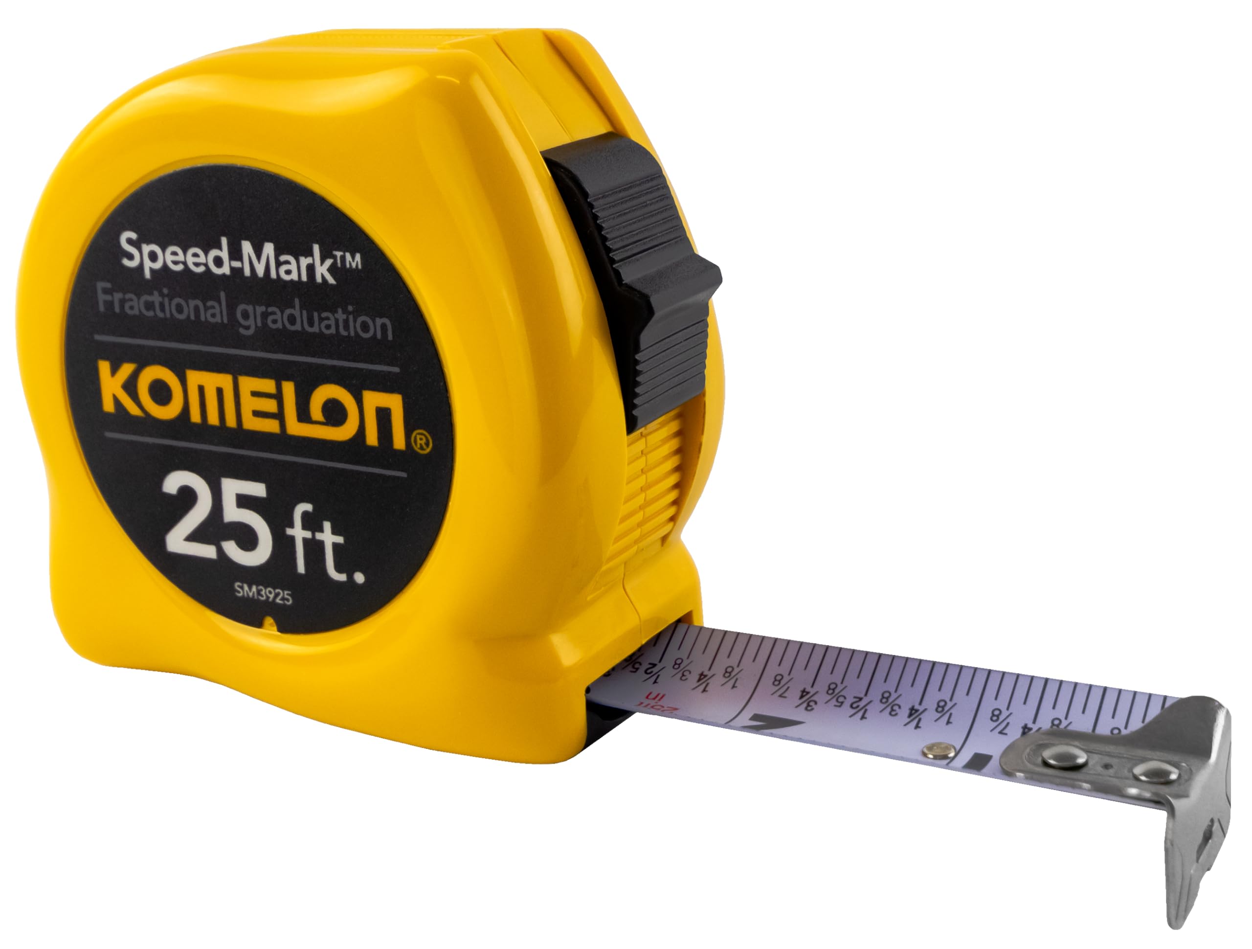 Komelon SM3925 Speed Mark Acrylic Coated Steel Blade Tape Measure 25-Foot by 1-Inch Yellow Case