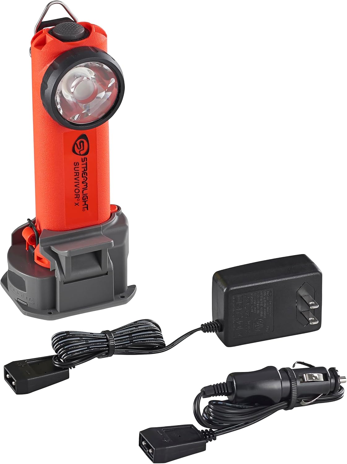 Streamlight 90952 Survivor X 250-Lumen Right-Angle Firefighter's Flashlight with Charger and Charging System, Orange