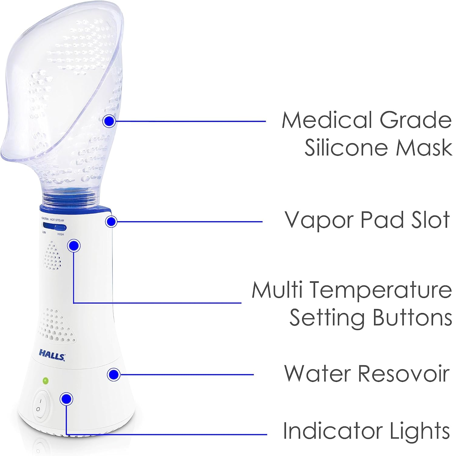 Crane x Halls Personal Vaporizer Steam Inhaler, Throat Steamer, Warm Steam Sinus Inhaler for Congestion and Cough Relief