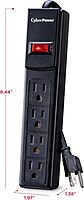 CyberPower CSB404 Essential Surge Protector, 450J/125V, 4 Outlets, 4ft Power Cord, Black Single