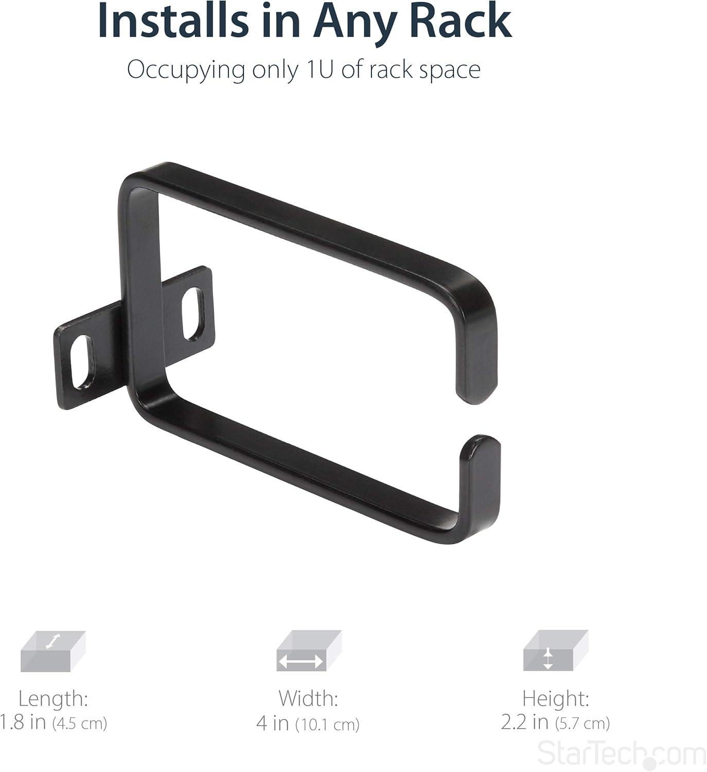 StarTech.com Vertical Server Rack Cable Management D-Ring Hook - Steel, Black