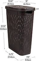 Mind Reader 40L Slim Laundry Hamper with Lid, Wicker-Style Plastic