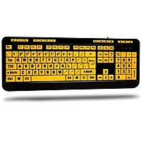 AKB-132UY - Luminous 4 X Large Print Multimedia Desktop USB Keyboard, Black Yellow No Size