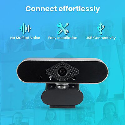 OTM Essentials HD Elite Webcam, Auto Focus Mode, Captures Video up to 1920 x 1080 Pixels, Built-in Microphone, Webcam for PC and Laptops
