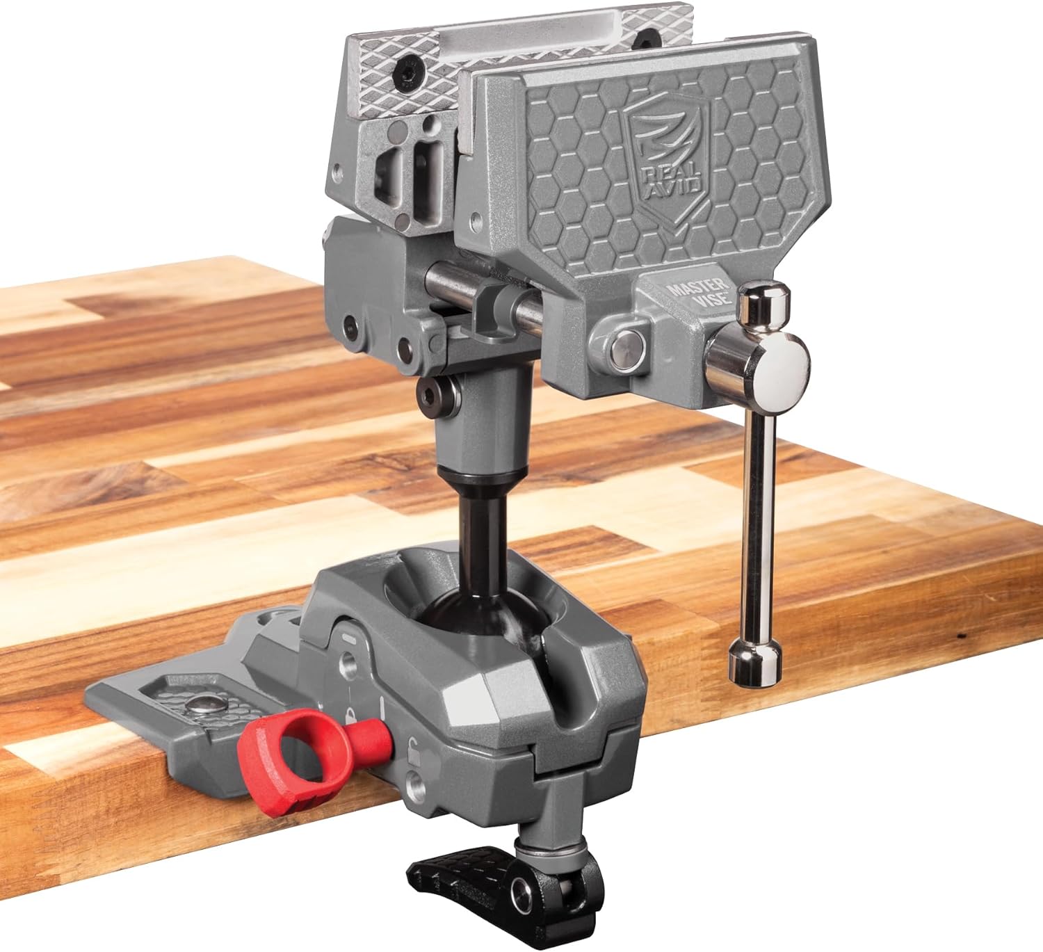 Real Avid Vise - 360° Swiveling Bench Vise for Optimal Positioning, Versatile Applications, 5" Jaw Width Vise for Cleaning