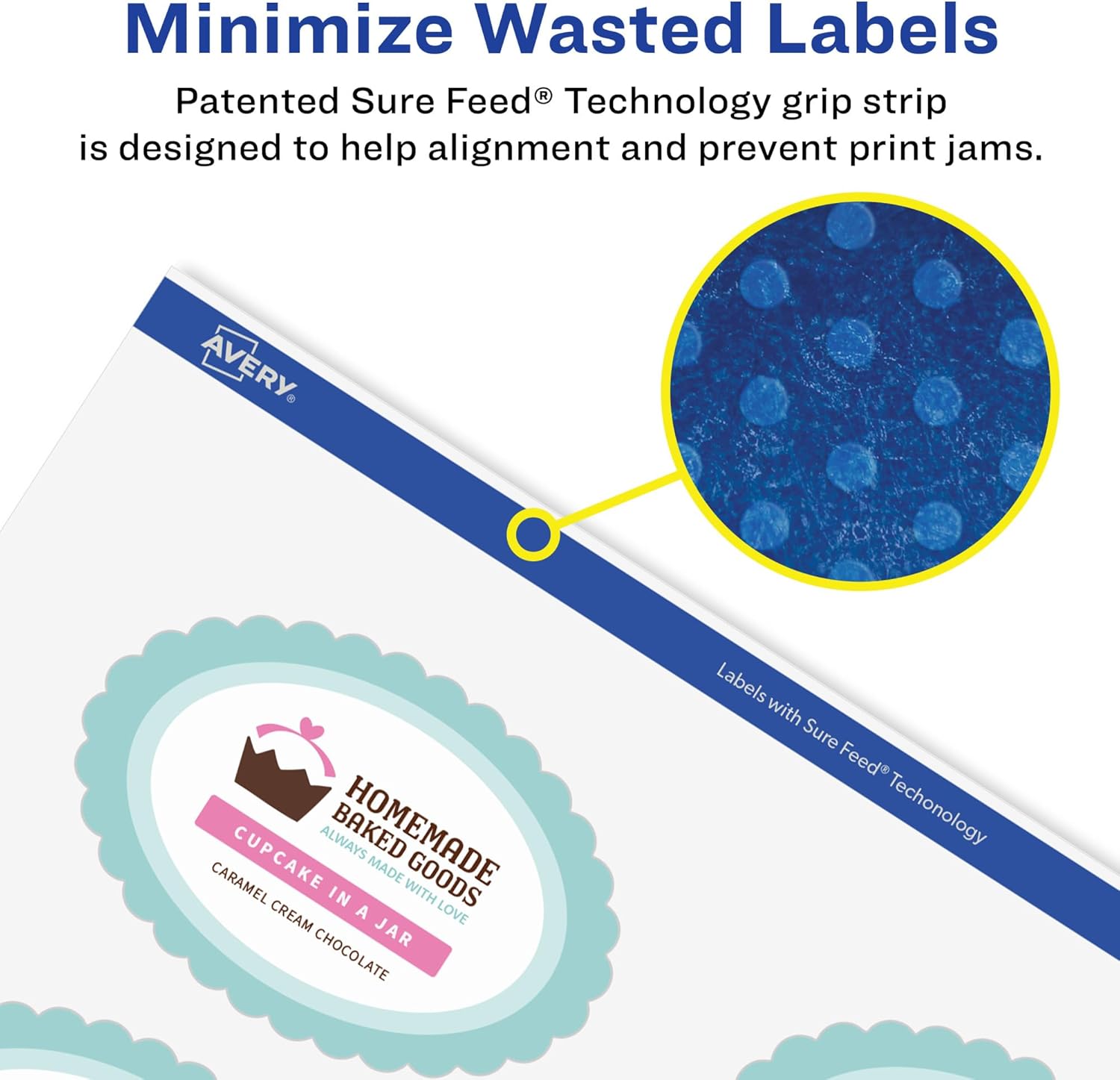 AVERY Matte White Removable Oval Scalloped Labels, Sure Feed Technology, Print-to-The-Edge, 2" x 3"