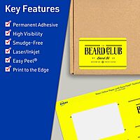 Avery Neon Yellow Rectangle Labels, 2 x 3.75 in, Sure Feed, Print-to-the-Edge