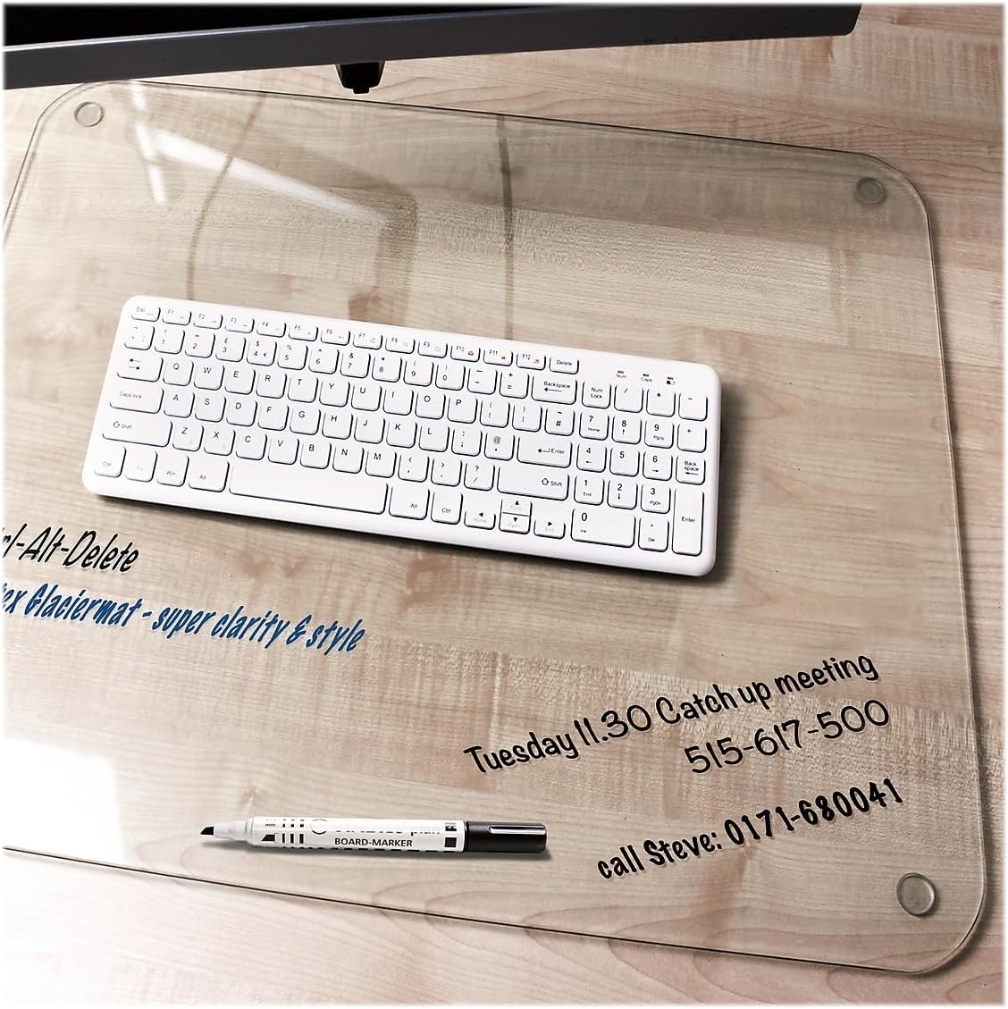 Desktex Glaciermat Anti-Skid Tempered Glass Desk Pad, 19-inch x 24-inch, Clear (FCDE1924G)