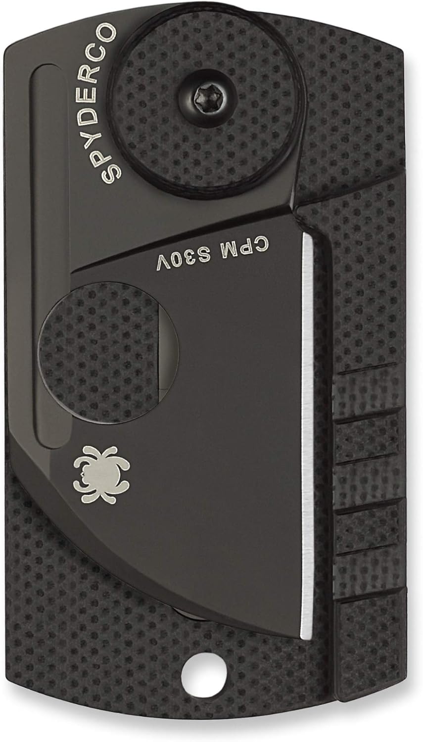 Spyderco Dog Tag Non-Locking Knife with 1.23" CPM S30V Steel Blade and Durable Black Carbon Fiber Handle - PlainEdge