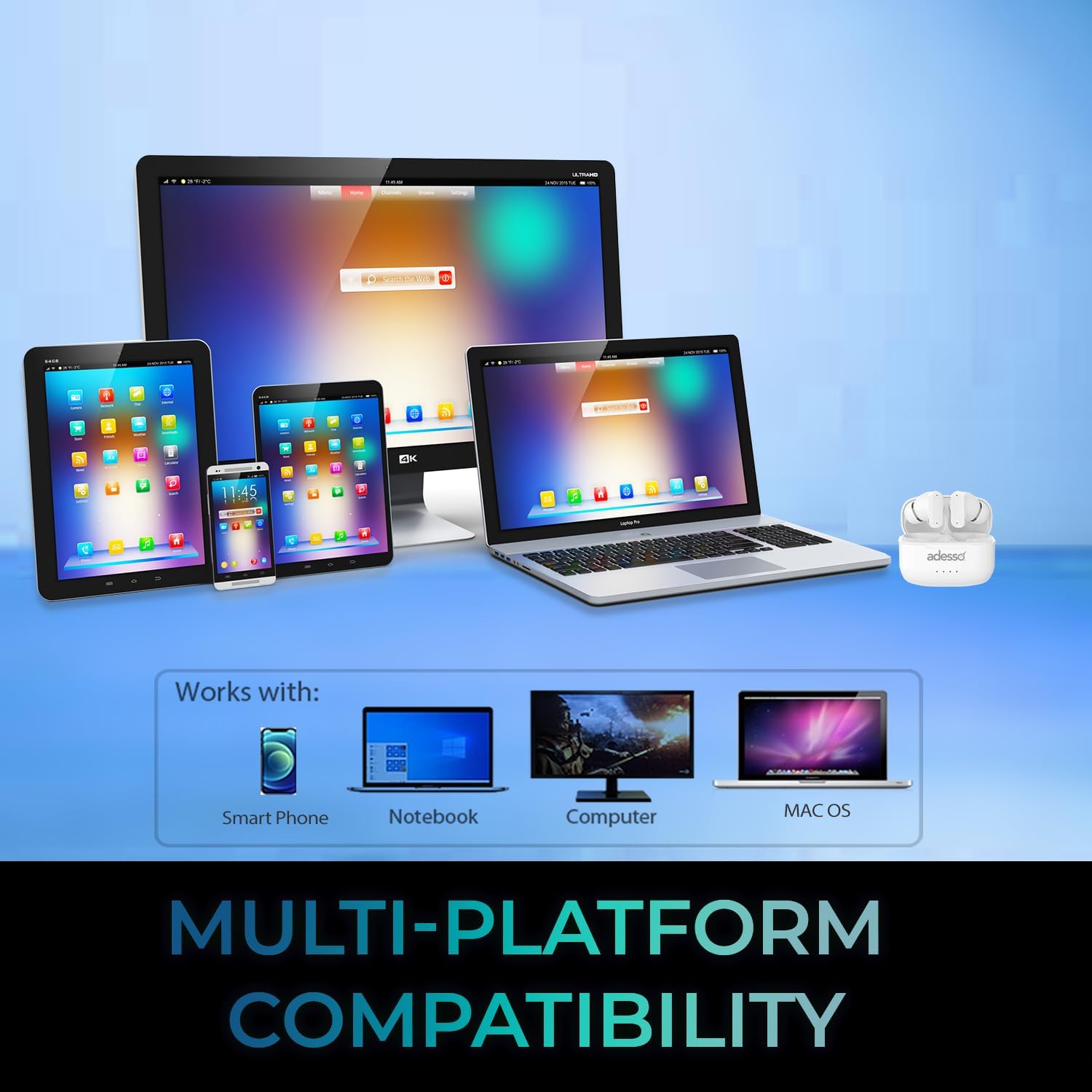 Xtream T2 Bluetooth Wireless Earbuds with ANC and Built-in Microphone