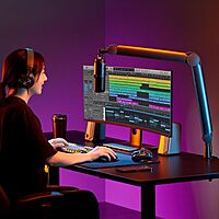 Mount-It! Mic Arm, Microphone Boom Arm, Adjustable Full Motion Mic Desk Mount, for Streaming, Gaming, Podcast, Recording, 3/8" and 5/8" Compatible, Height up to 33.3", Black