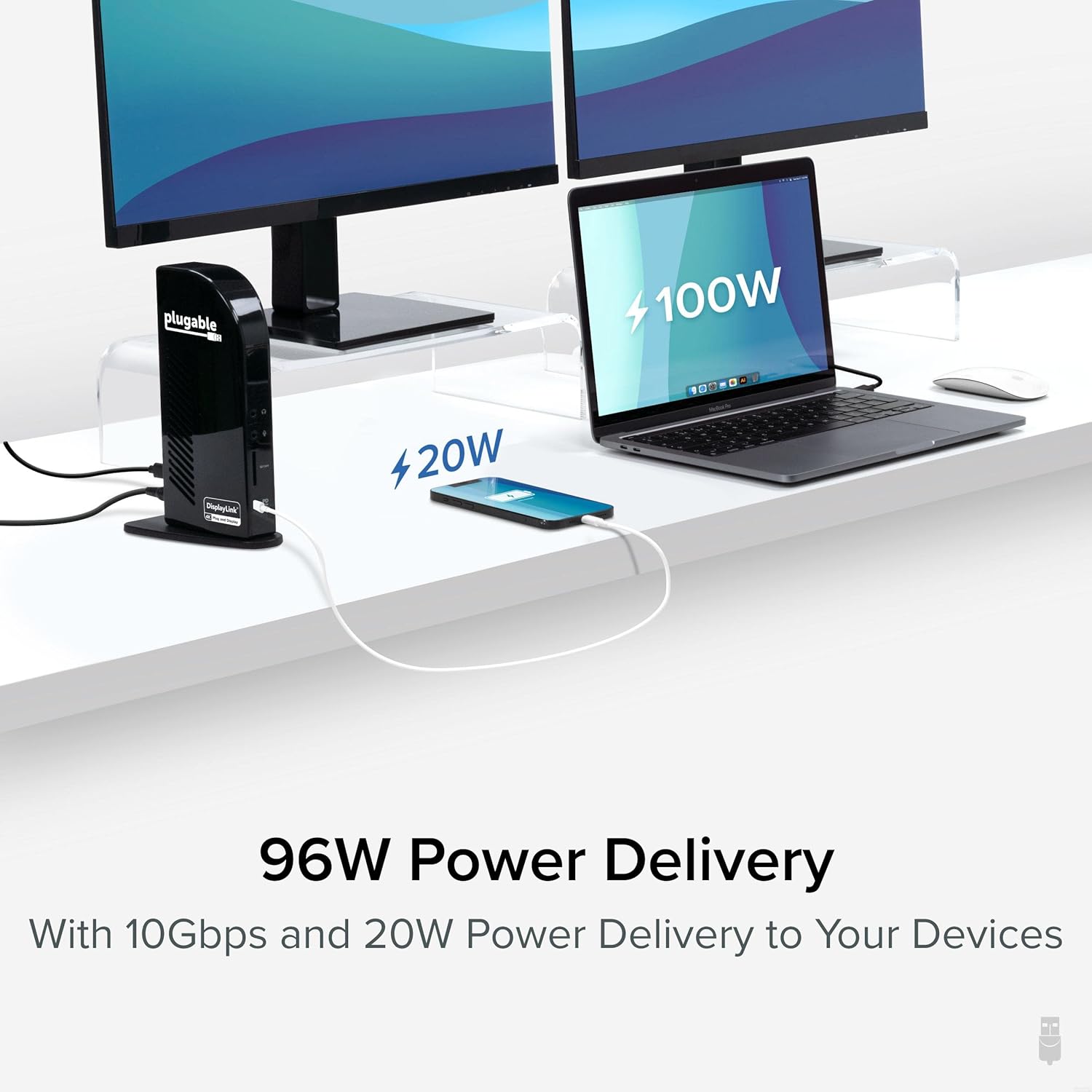 Plugable 13-in-1 USB C Docking Station 4K Triple Monitor with 100W Power Delivery | USB C Dock for Windows, Mac, ChromeOS