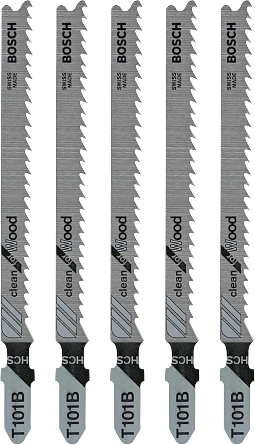 Bosch T101B 5 pc. 4 in. 10 TPI Variable Pitch Clean for Wood T-Shank Jig Saw Blades