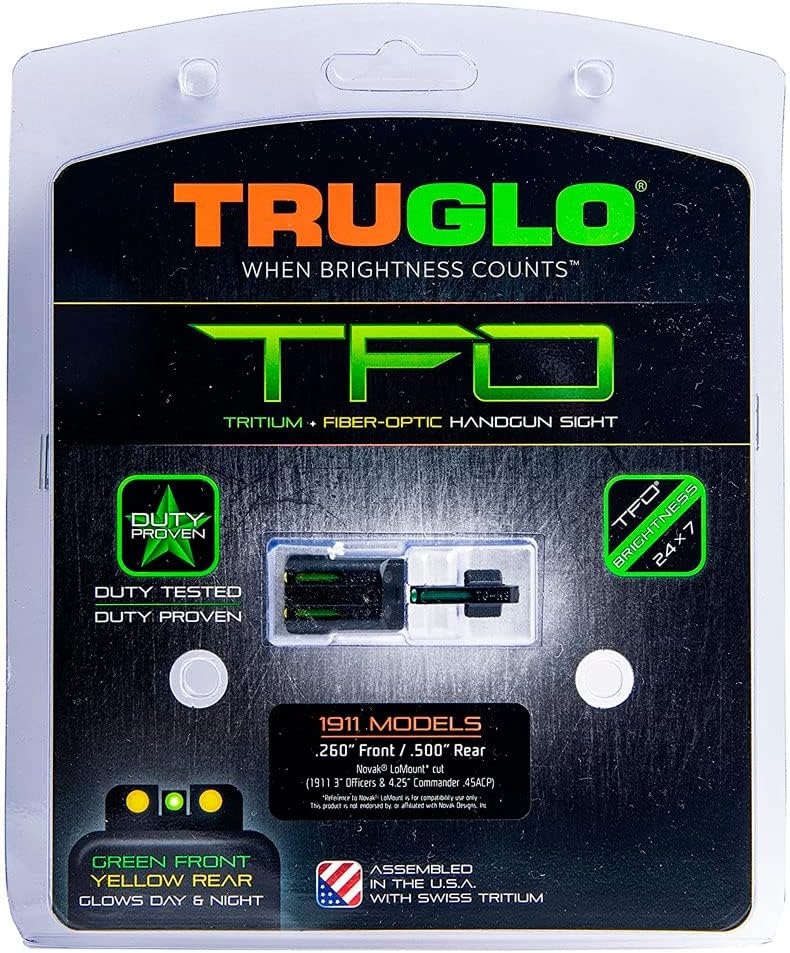 TRUGLO TFO Tritium & Fiber-Optic Handgun Sight Set for 1911