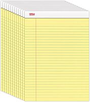 Office Depot(R) Perforated Writing Pads, 8 1/2" x 11 3/4", Legal Ruled, Canary, Pack Of 12