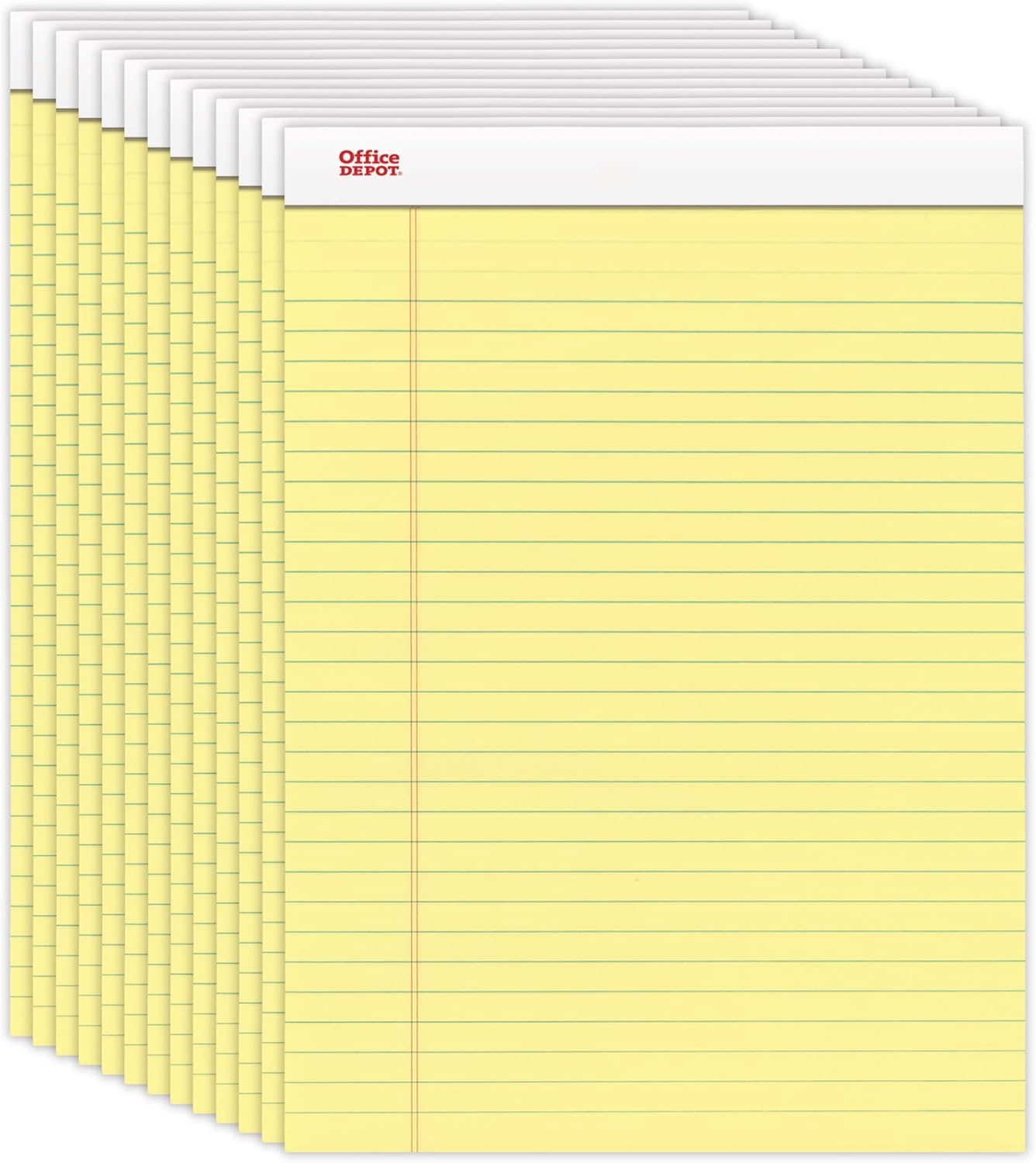 Office Depot(R) Perforated Writing Pads, 8 1/2" x 11 3/4", Legal Ruled, Canary, Pack Of 12