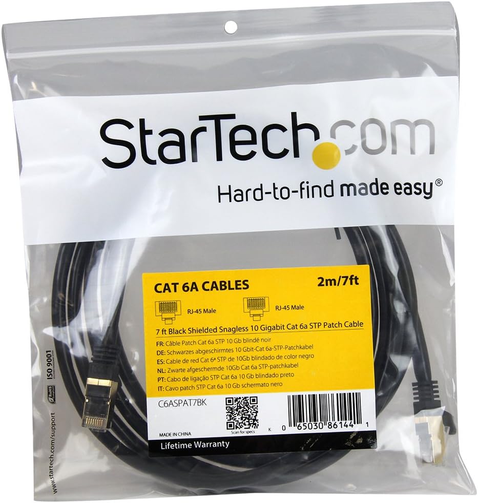 StarTech.com CAT6a Shielded Snagless RJ45 10 Gigabit Ethernet Patch Cable