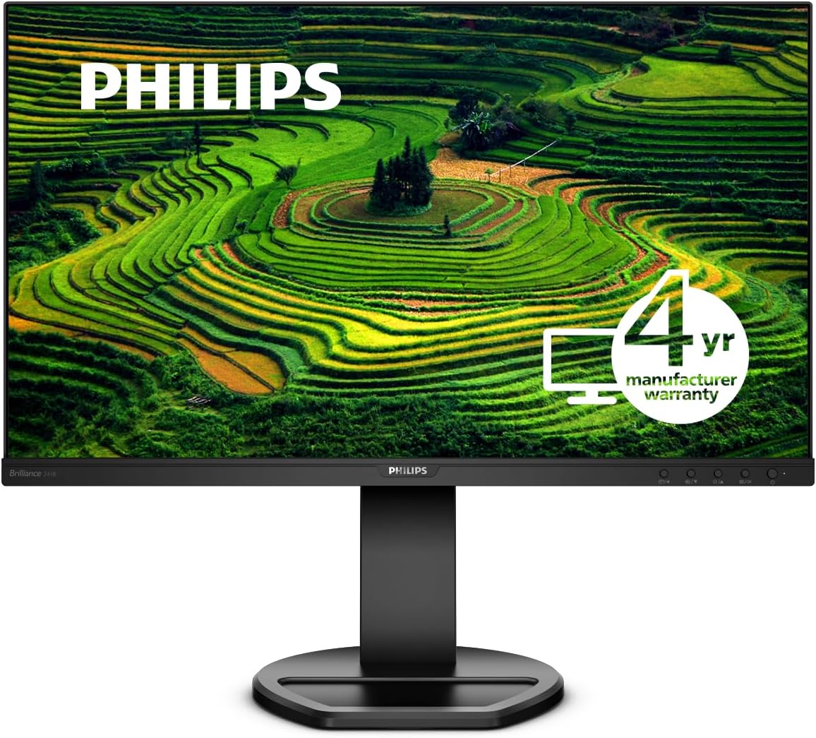 PHILIPS 241B8QJEB/17 24” Monitor, FHD IPS Panel, VGA, DVI, DP, HDMI, USB-Hub, EPEAT, Built-in Speaker, Height Adjustable
