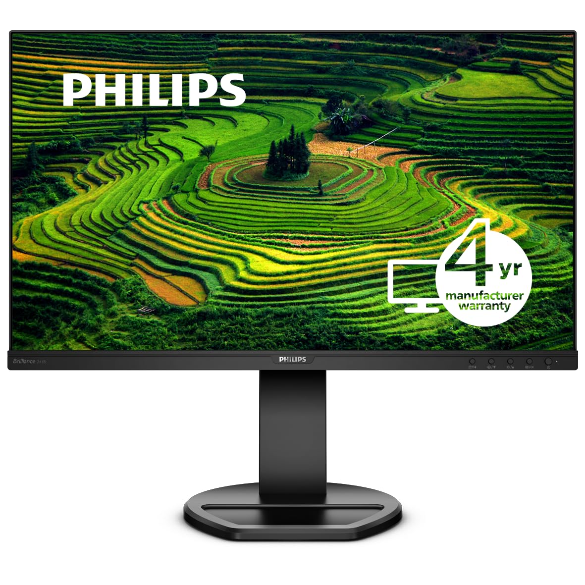PHILIPS 241B8QJEB/17 24” Monitor, FHD IPS Panel, VGA, DVI, DP, HDMI, USB-Hub, EPEAT, Built-in Speaker, Height Adjustable