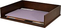 Victor Heritage Wood Stacking Letter Tray - 1 Compartment(s) - 3.1in x 13.2inx 10.6in Depth - Desktop - Natural - Faux Leather, Wood - 1 Each - H1154