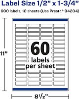 AVERY Glossy Clear Rectangle Labels, Sure Feed Technology, 0.5" x 1.75", Print-to-The-Edge, Laser/Inkjet Printable