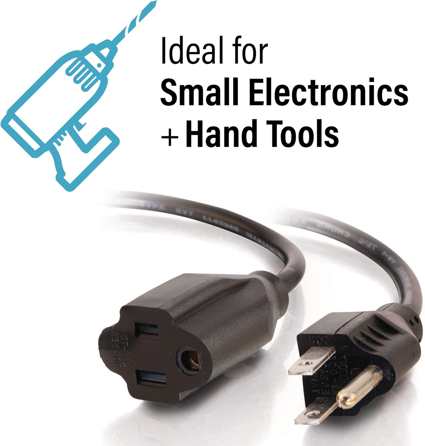 C2G Power Splitter Cord (Power Squid), 16 AWG, Black