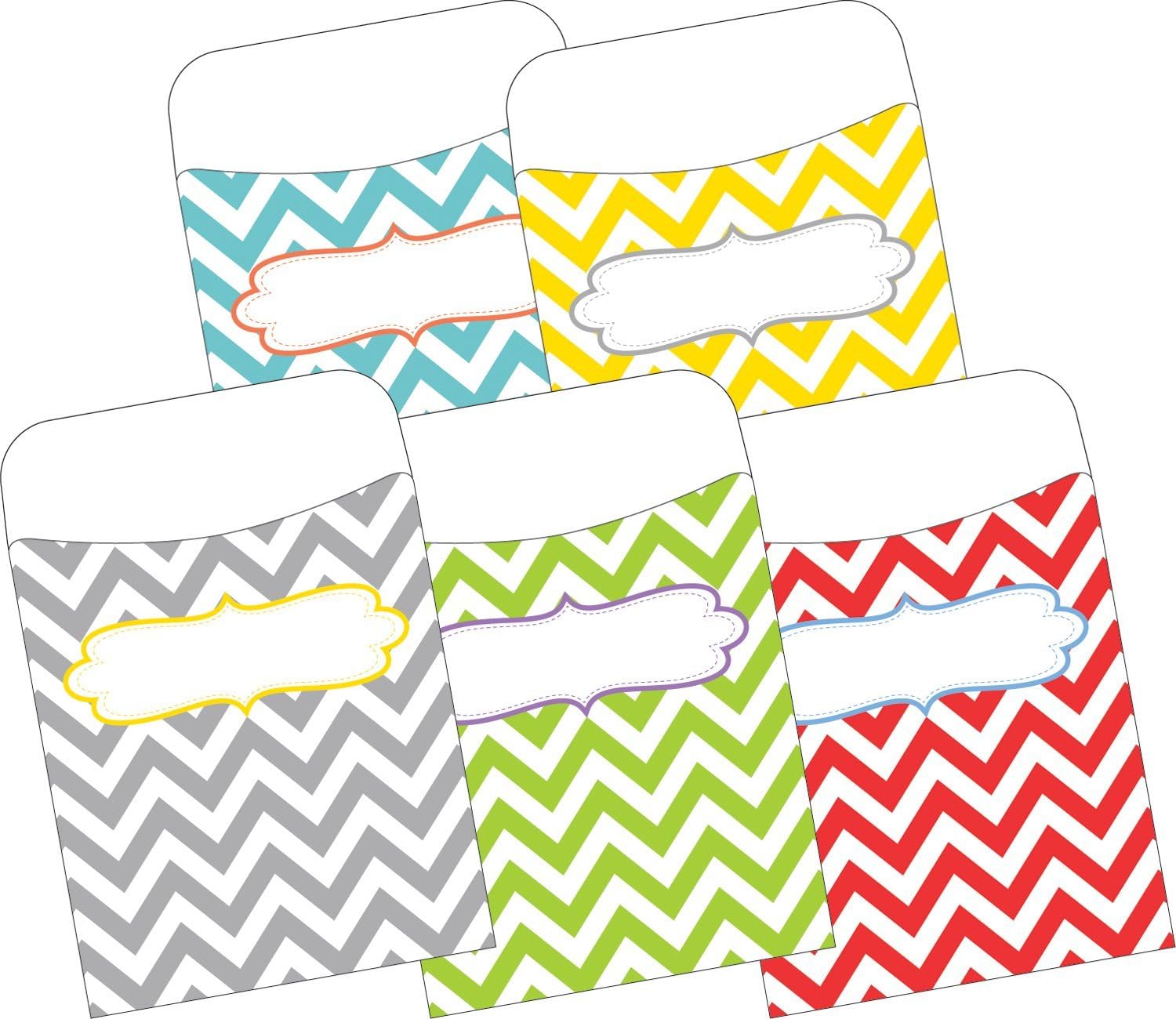 Barker Creek Peel & Stick Library Pockets, Curated Collection, 15 Designs, 3-1/2" x 5-1/8", 150 per Set (3533)
