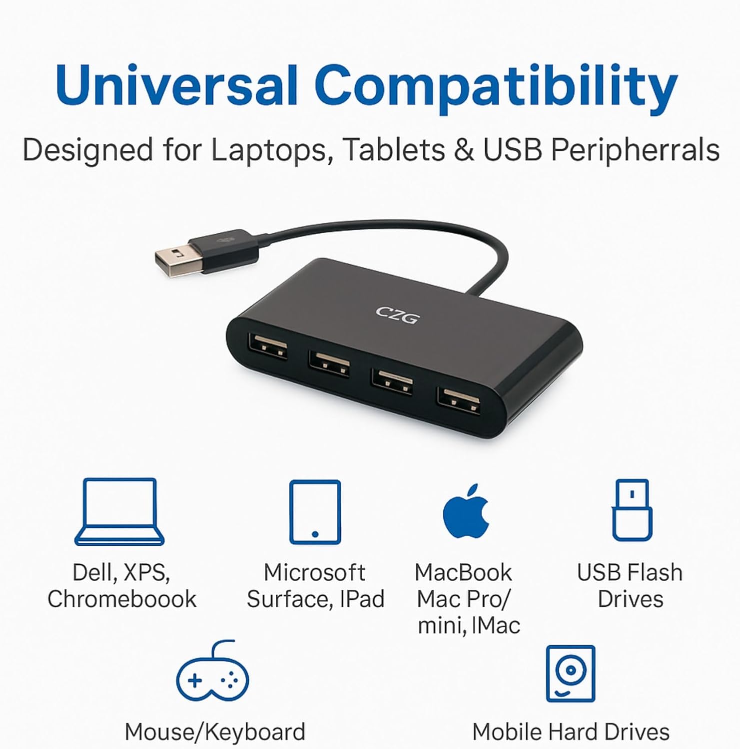 C2G 4-Port USB-A 3.0 Hub - SuperSpeed USB 5Gbps, Black (C2G54462)
