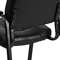 Flash Furniture Haeger LeatherSoft Tufted Executive Reception Chair with Padded Armrests, Upholstered Side Chair for Living Room or Office, Black Black Leathersoft/Black Frame