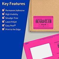 Avery Printable Rectangle Labels, Sure Feed Technology, 1-1/2" x 3-3/4", Neon Magenta Labels, Print-to-The-Edge, Laser/Inkjet Printable, 100 Total, Great for Mailing and Candles