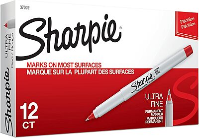 Sharpie Permanent Ultra-Fine Point Markers, Red, Pack of 12 Markers
