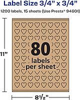 Avery Kraft Brown Heart Labels, Sure Feed Technology, 0.75" x 0.75", 1,200 Kraft Brown Labels, Print-to-The-Edge, Laser/Inkjet Printable 1,200 labels