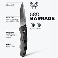 BENCHMADE Barrage EDC Folding Knife - Drop-Point Plain Edge