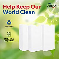 Duro 4# White Paper Bags 500-Count, White Paper Lunch Bags for Popcorn, Candy, Snacks & Treats, Bulk Disposable Lunch Sacks - 5.00 x3.12 x 9.75 Inches