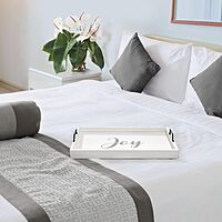 Elegant Designs Decorative Wood Serving Tray w/Handles