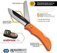 OUTDOOR EDGE RazorPro 3.5" Folding Knife with RazorSafe Replaceable Blade & Saw
