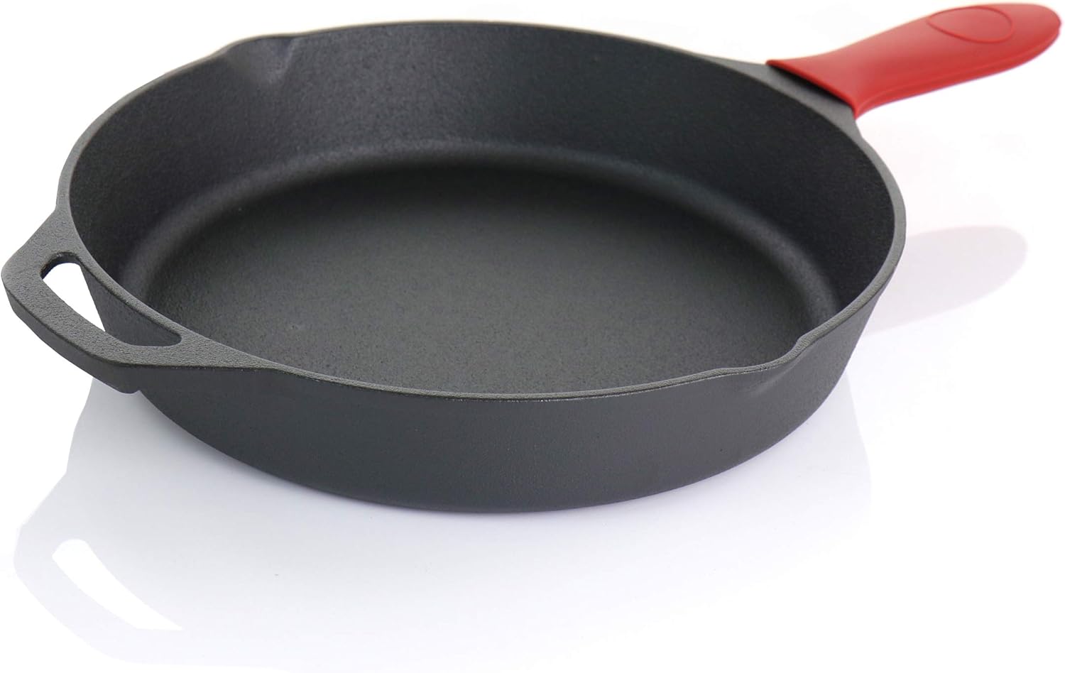 MegaChef Skillets with Lids Pre-Seasoned, 9 Piece Set, Black, Red