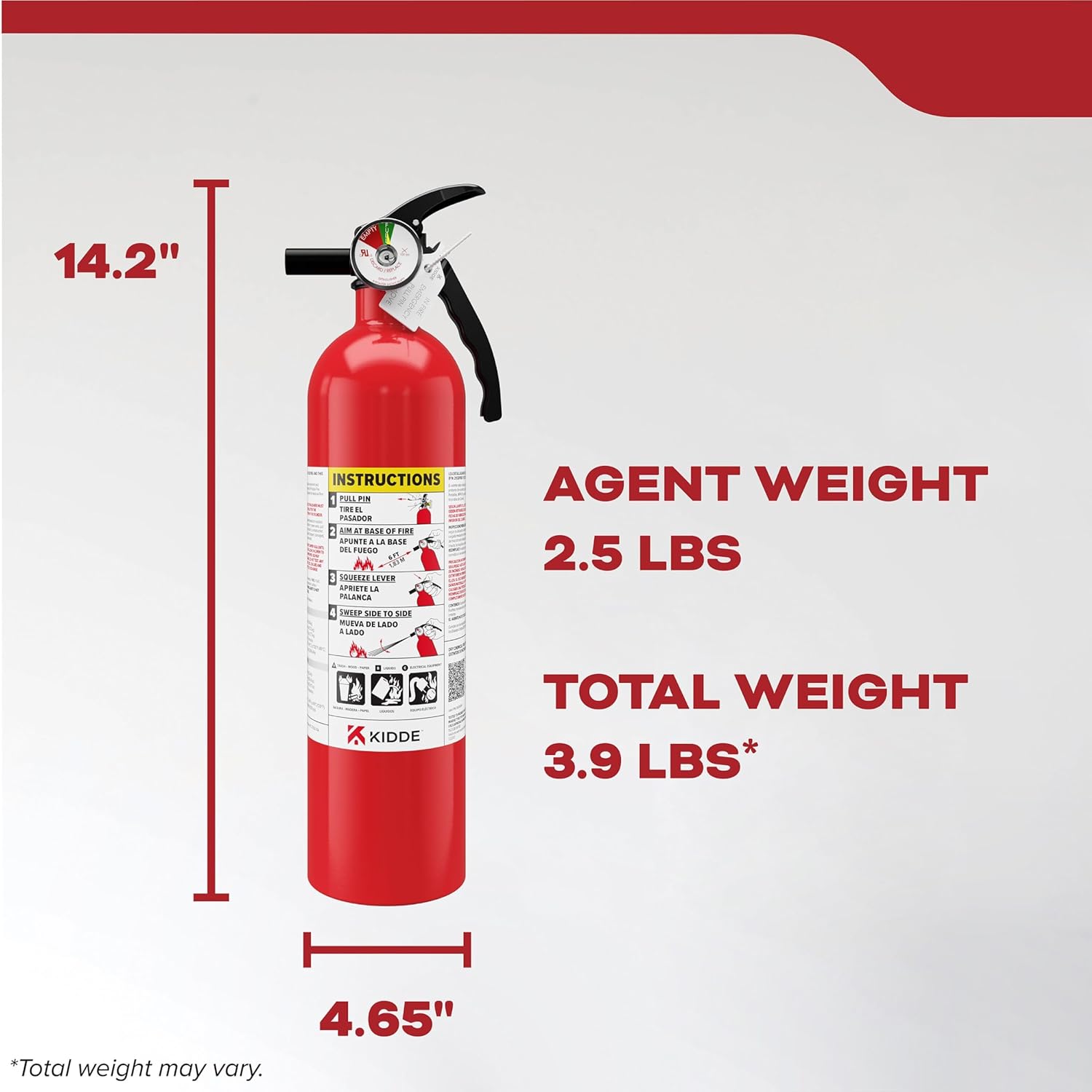 Kidde, FA110G, Multi Purpose Fire Extinguisher for Home, Office, Dorm, Residential, 1A10BC 1 Pack