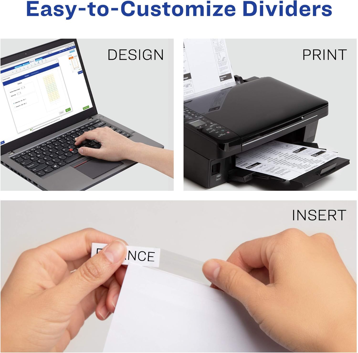 Avery Big Tab Insertable Dividers for 3 Ring Binders, 8-Tab Set, White Paper, Clear Tabs