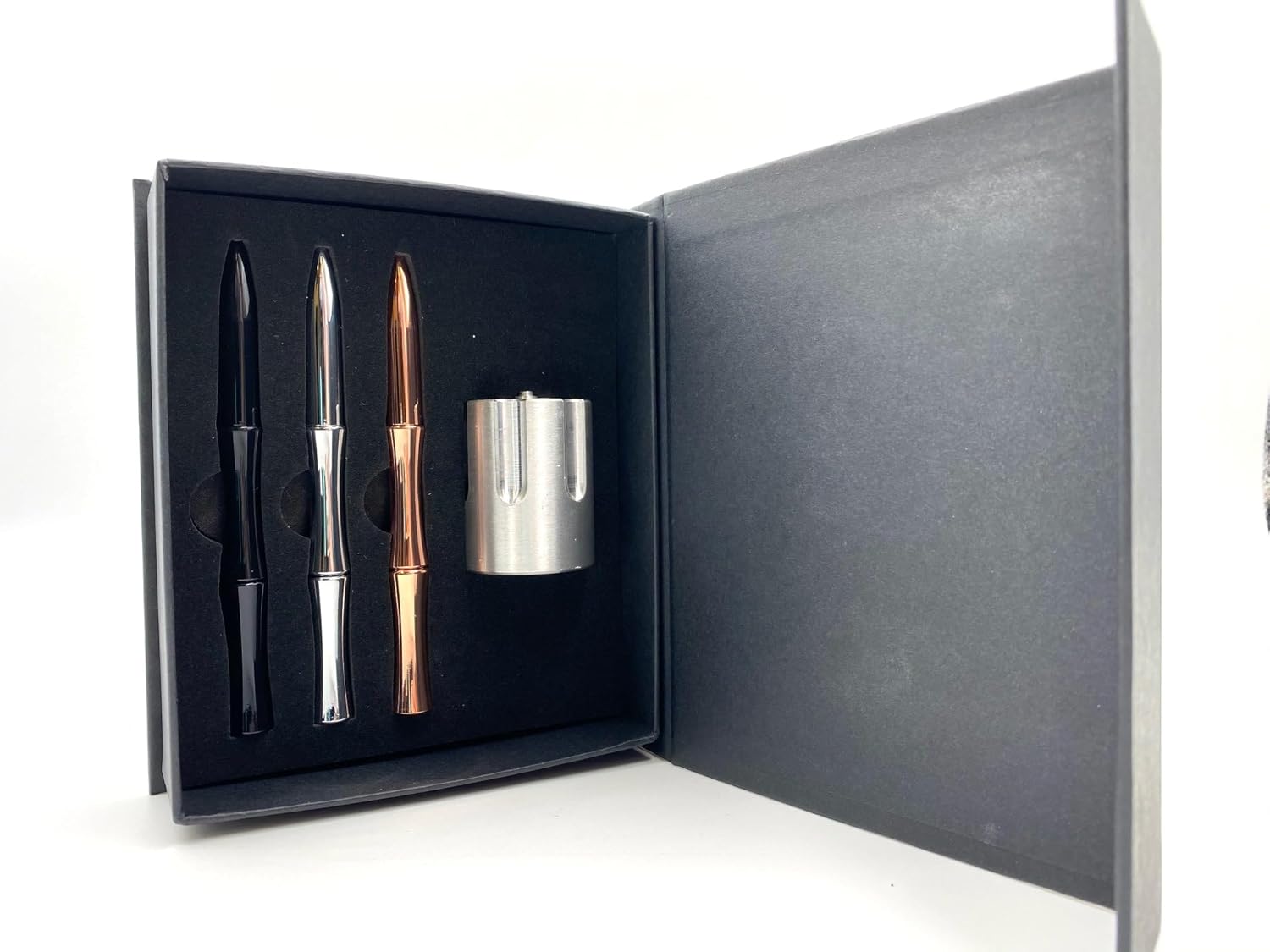 Caliber Gourmet Pen Holder & Paper Weight, Cast Aluminum Office Gift – Cool Pencil Holder for Desk Men, Funny Pen Stand
