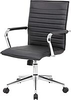 Boss Office Products Sleek Ribbed Vinyl Task Chair, Black