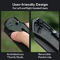 CIVIVI Buster FG Larger Pocket Knife, Superlock Folding Knife for Men Women with 4.2 in Nitro-V Blade Micarta Handle, Designed by Snecx Tan C24052-3 (Green)