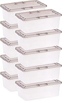 IRIS 6 Quart Snap Top Plastic Storage Boxes, Clear - 10 Pack