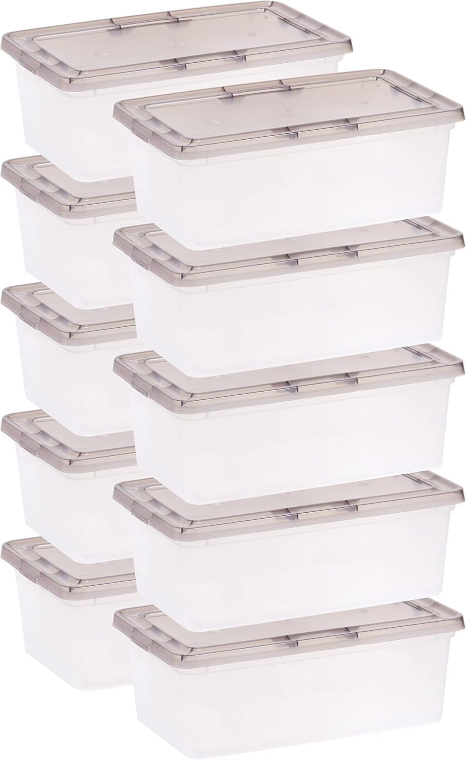 IRIS 6 Quart Snap Top Plastic Storage Boxes, Clear - 10 Pack