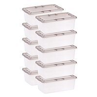 IRIS 6 Quart Snap Top Plastic Storage Boxes, Clear - 10 Pack
