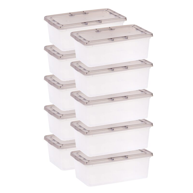 IRIS 6 Quart Snap Top Plastic Storage Boxes, Clear - 10 Pack