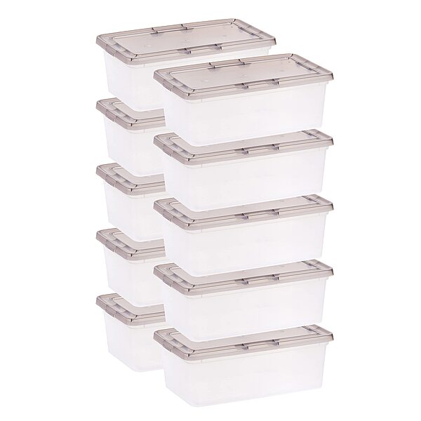 IRIS 6 Quart Snap Top Plastic Storage Boxes, Clear - 10 Pack