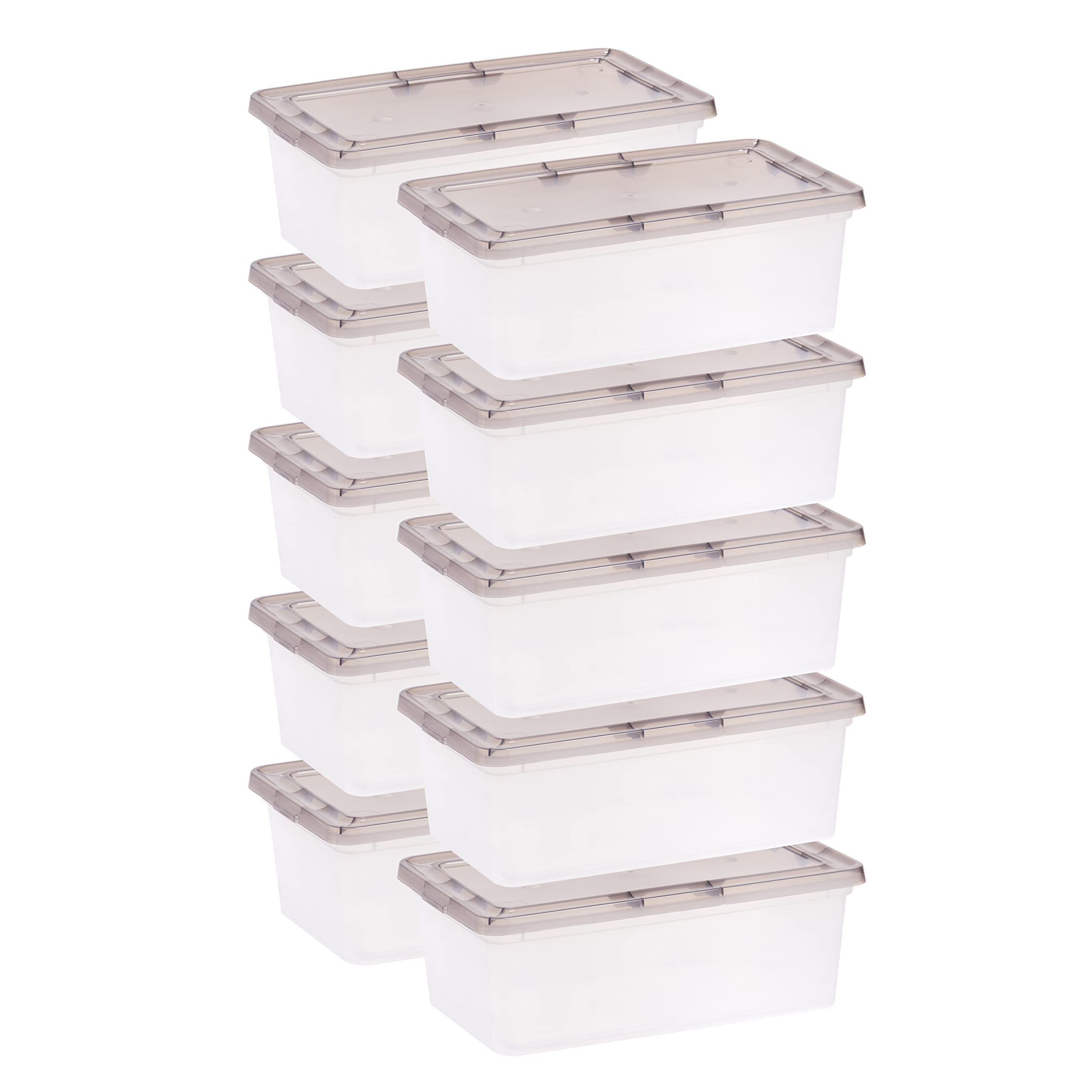 IRIS 6 Quart Snap Top Plastic Storage Boxes, Clear - 10 Pack
